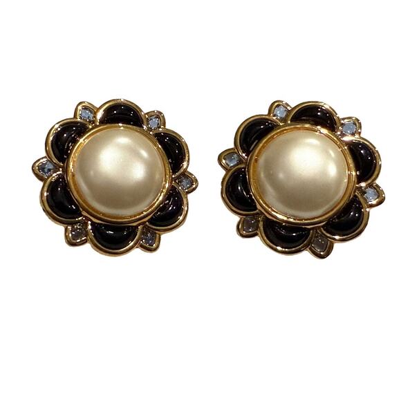 Lele Sadoughi Midnight Pearl Eva Button Clip-On Earrings NWT - Picture 3 of 9